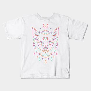 Triple EYE Cat Monoline Kids T-Shirt